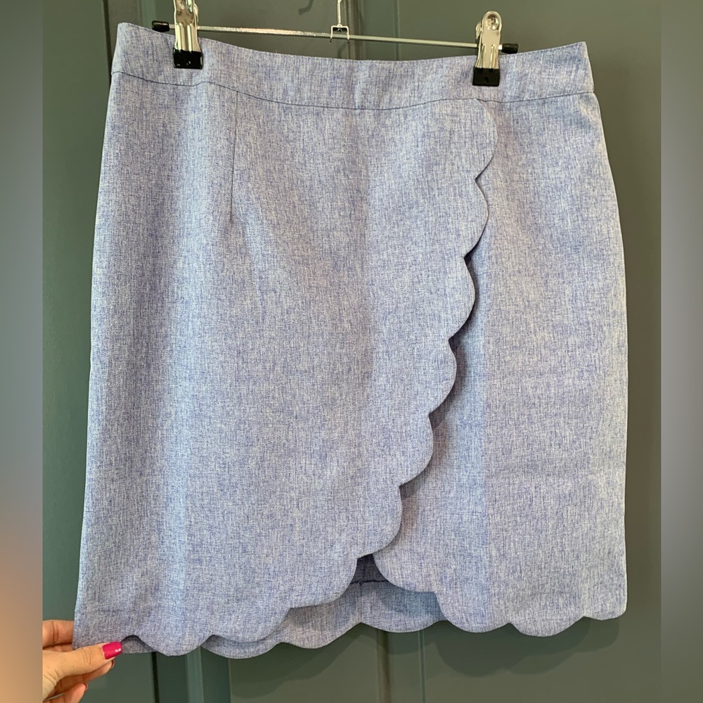 NWT Very J A-Line Blue Mini Skirt With Scallop Hem - Size Medium